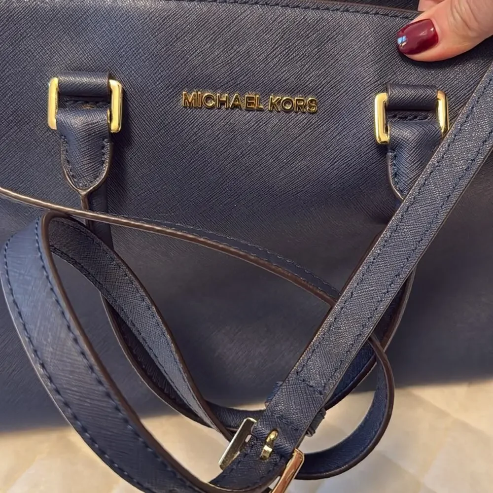 Michael Kors Dark Navy Leather Blue Purse